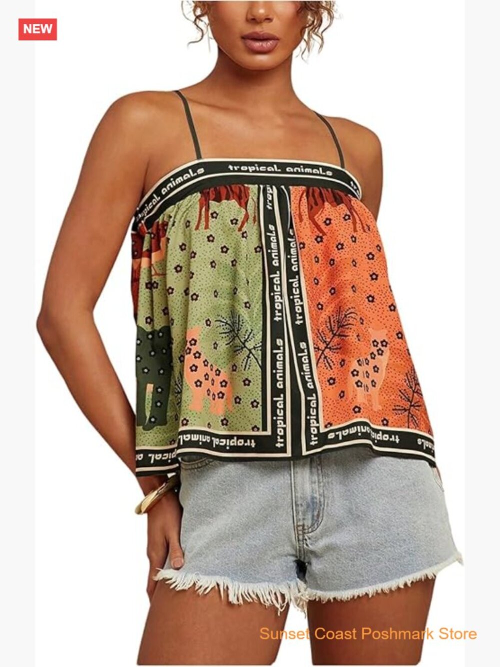 Women's Bohemian Printed Camisole Racerback Tank Top Flowy Vacay